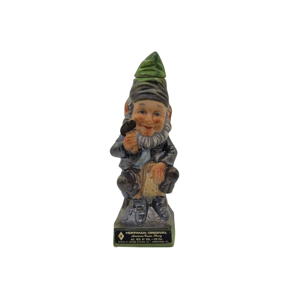 Vintage‎ Hoffman Original Gnome Leprechaun Sherry Decanter 1/10 Pint Empty 6.5"